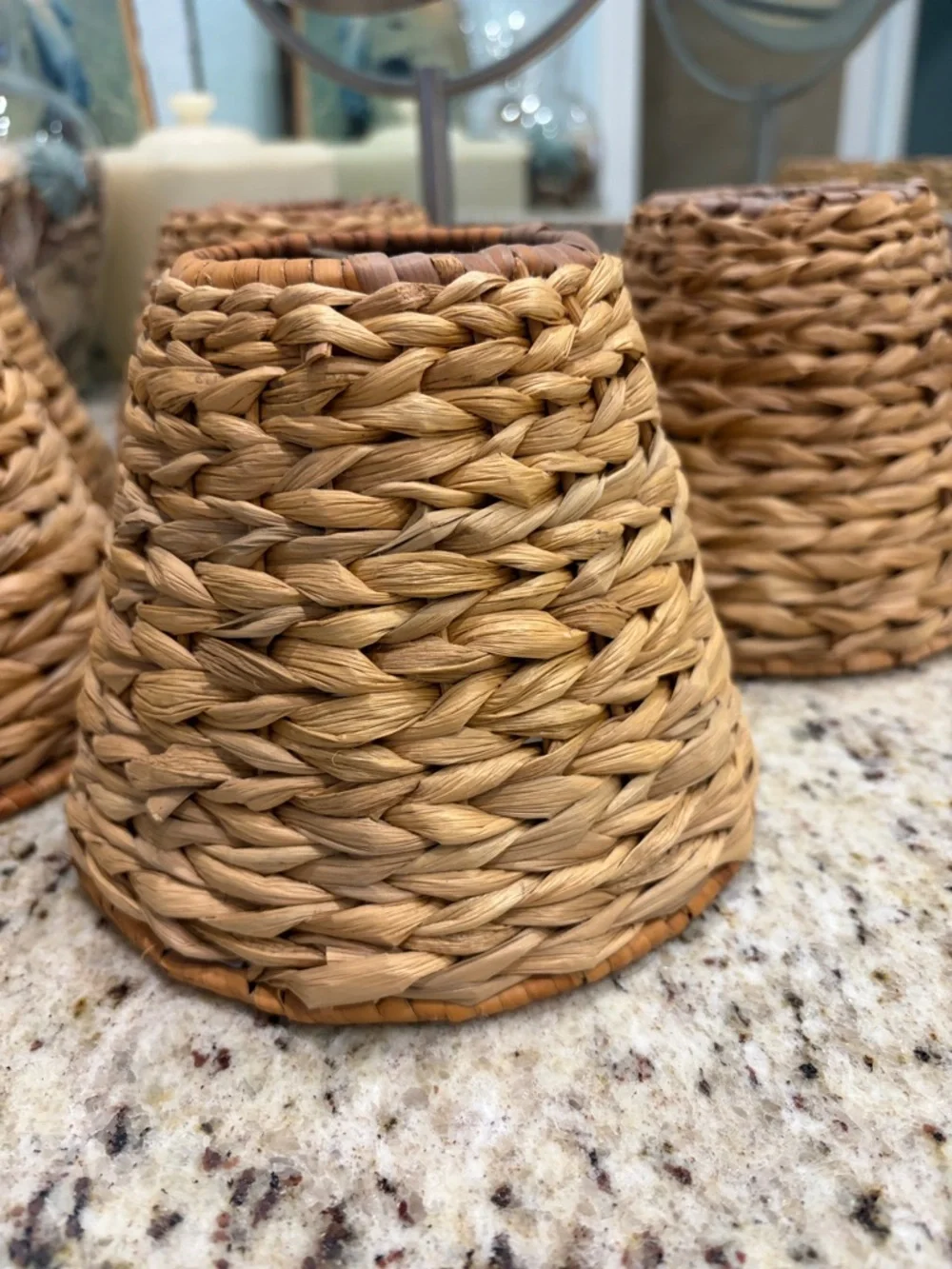 Set of 5 Braided Natural Seagrass Lamp Shade for Chandeliers or Light Fixtures - Picture 1 of 4